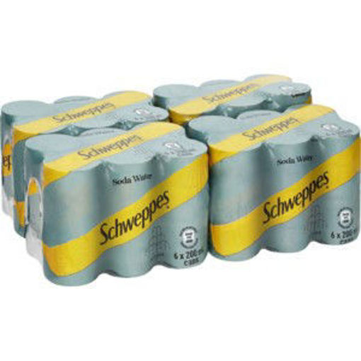 Csd Schwepps Can Soda Water 6 x 200Ml