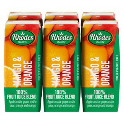 Rhodes Juice 100% Mango Orange 6 x 200Ml