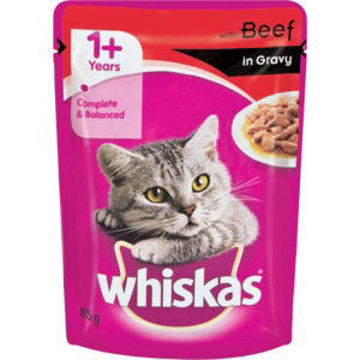 Whiskas Cat Food Pouch Jelly Beef Gr 1 x 85Gr