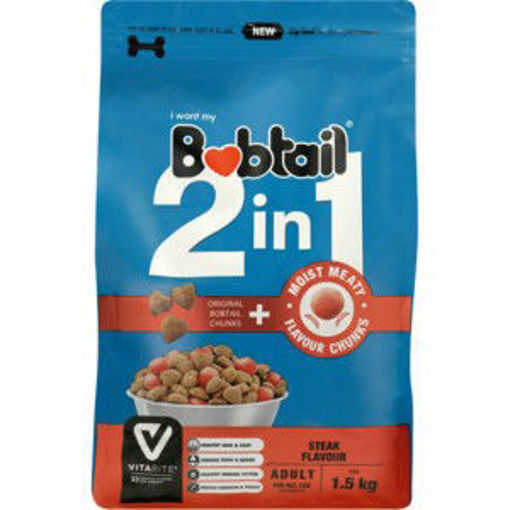 Bobtail Dog Food 2 In1 Adult Steak 1 x 1.5Kg