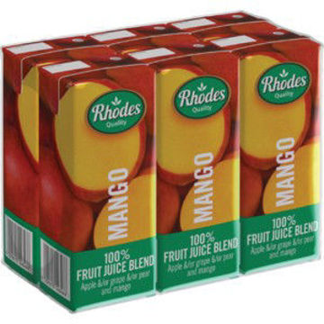 Rhodes Juice 100% Mango 6 x 200Ml