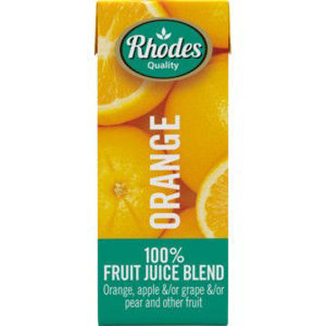 Rhodes Juice 100% Orange 6 x 200Ml