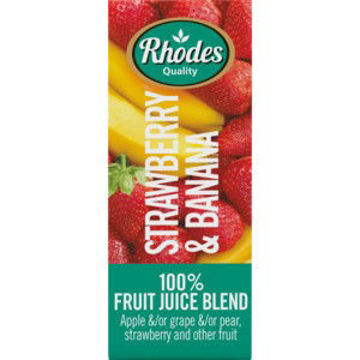 Rhodes Juice 100% Stawberry Banana 6 x 200Ml