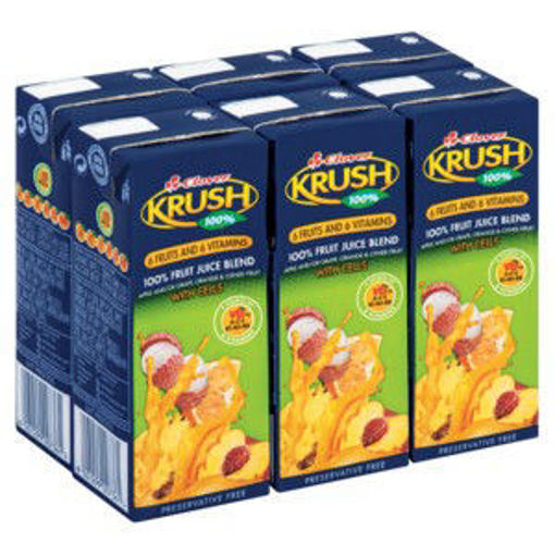 Krush Juice 100% UHT Fruit Vit 6 x 200Ml