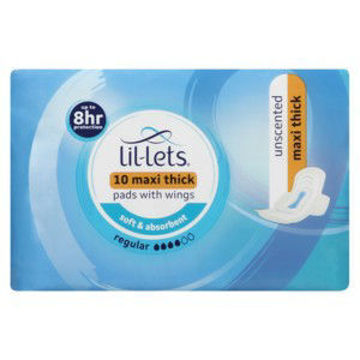 Lil Lets Pads Maxi Reg 10 Unscent 12 x 0Ea