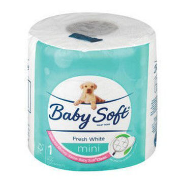 Baby Soft Toilet Paper 1 Ply Mini White 1 x 1`s