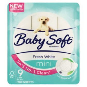 Baby Soft Toilet Paper 2 Ply Mini 1 x 9`s