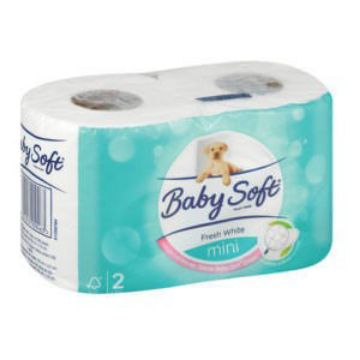 Baby Soft Toilet Paper 2 Ply Mini White Duo 1 x 2`s