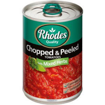 Rhodes Veg Tomato Peeled Chopped Mix Herbs 1 x 410Gr