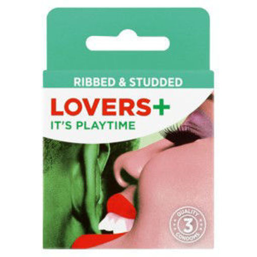 Lovers Plus Condoms Rib & Studded 1 x 3`s