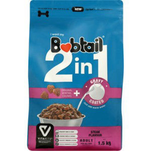 Bobtail Dog Food 2 In1 Adult Steak Gravy 1 x 1.5Kg