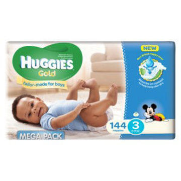 Huggies Nappies Gold Mega Box Boy 1 x 144`s