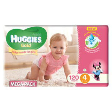 Huggies Nappies Gold Mega Box S4 Girl 1 x 120`S