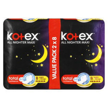 Kotex Pads All Night Wings Plus . 1 x 16`s