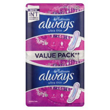 Always Pads Platinum Extra Light Night 14s 1 x 0Ea