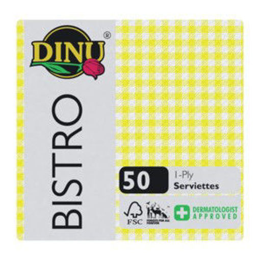 Dinu Paper Serviettes 1 Ply Bist Che Yellow 1 x 50`s