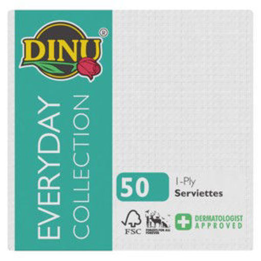 Dinu Paper Serviettes 1 Ply Party Pk White 1 x 50`s